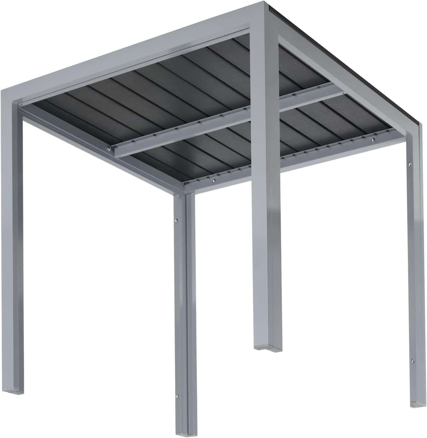 Clevich Gartentisch Wetterfeste, 75x75cm, Outdoor-Esstisch, WPC-Balkontisch, Aluminiumrahmen, Wetterfeste Gartenmöbel, quadratischer Terrassentisch, Silber Grau