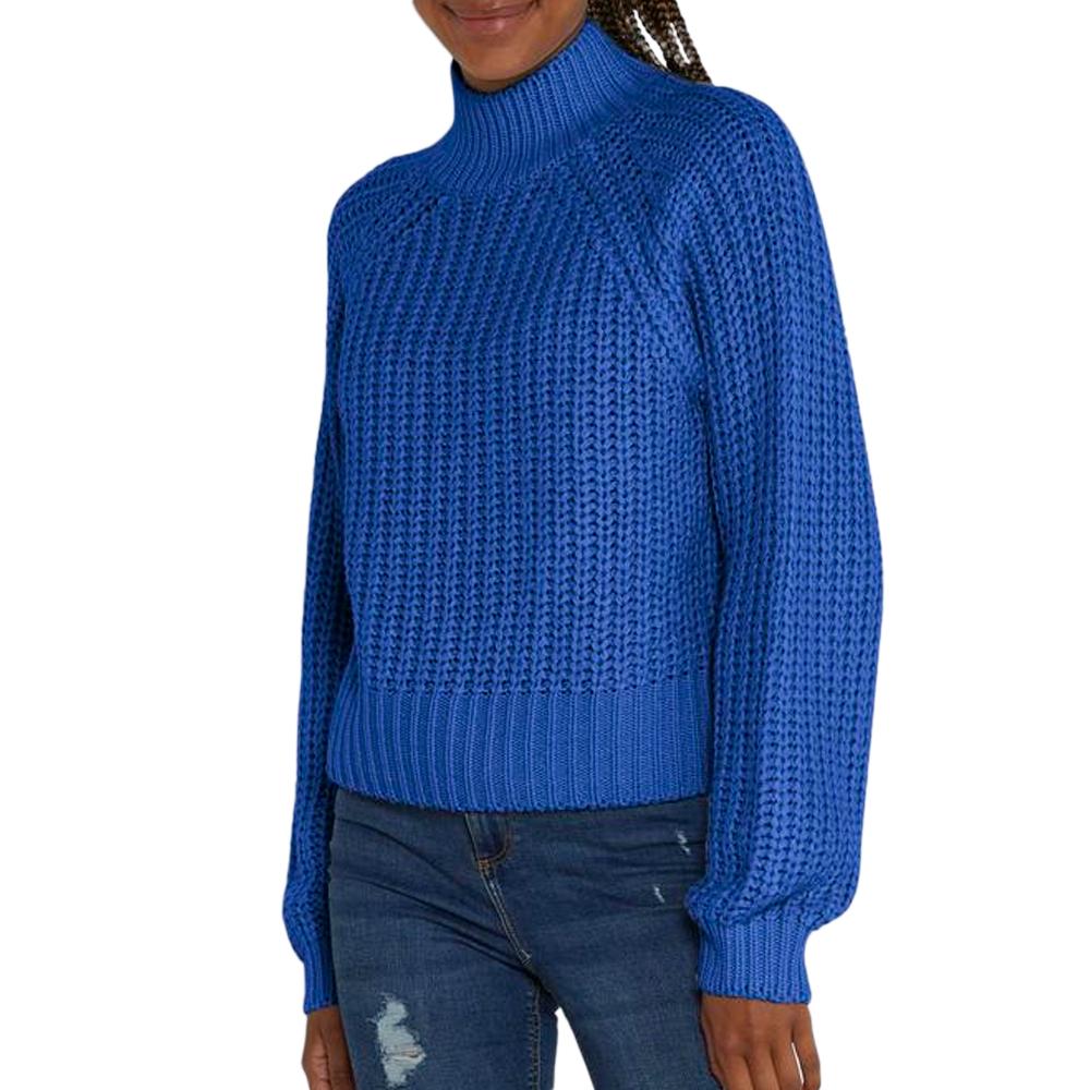 Noisy May Pull en Maille Bleu Roi Femme Noisy May Tessa High Neck