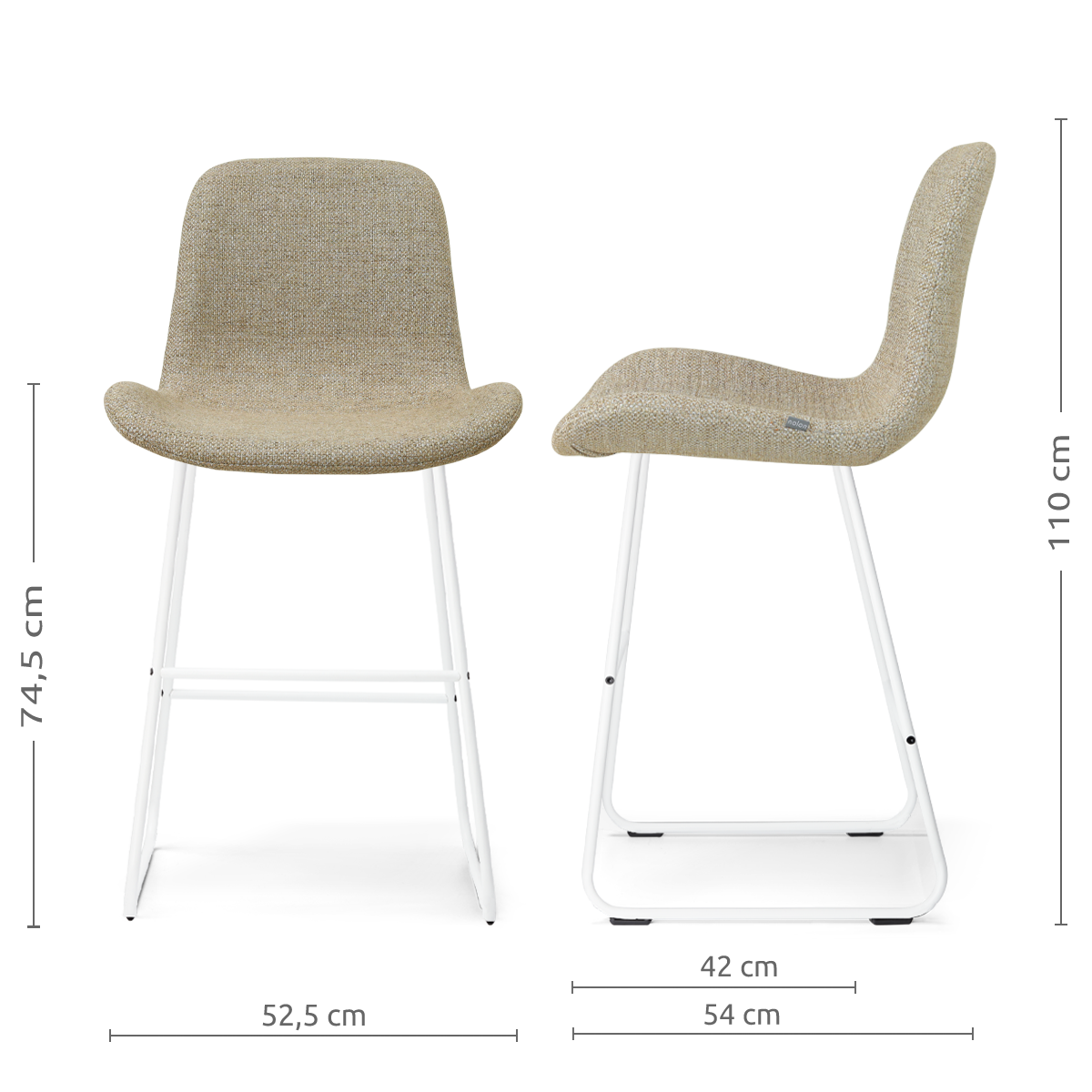 Barkruk Nino-Fé wit onderstel taupe melange 75 cm