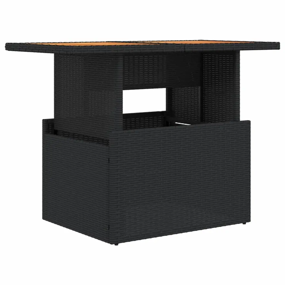 vidaXL - Tuintafel - Zwart - Poly rattan en acaciahout - 100x55x73 cm