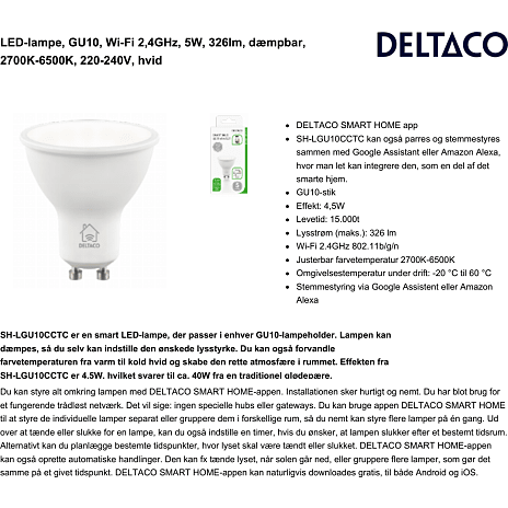 Deltaco Smart LED-pære GU10 - hvid