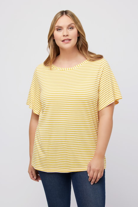 T-Shirt, U-Boot-Ausschnitt, Flügel-Halbarm