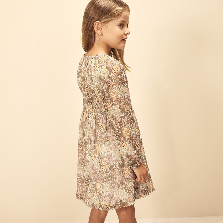 Robe en polyester imprimé fantaisie pour fille - Vert