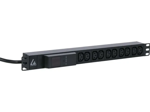 Lanview LVR261877 - Strømfordelingsenhed (rackversion) - 16 A, AMP-måler - AC 230 V - input: IEC 60309 16A - output-stikforbindelser: 10 (10 x IEC 60320 C13) - 1U - 19