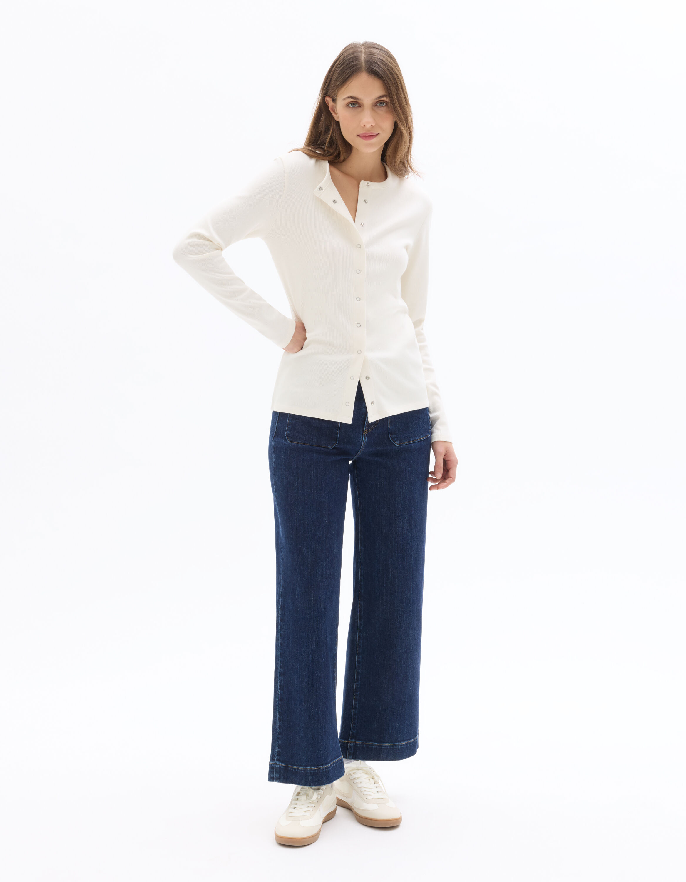 Jean large poches plaquées coton stretch - brut