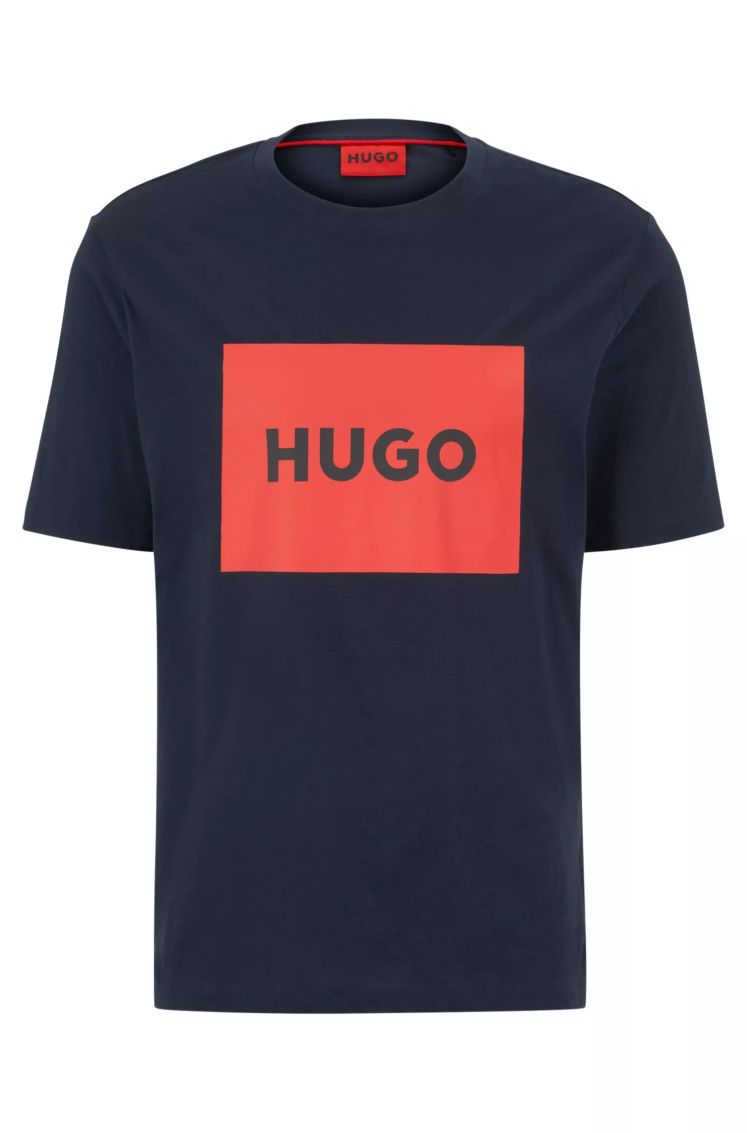 Camiseta HUGO vermelha de algodão com modelagem regular e estampa do logo.