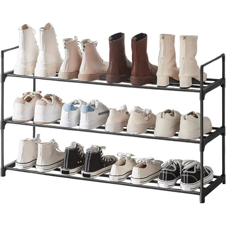 Schoenenrek - stapelbaar - 92x54x30 cm - zwart