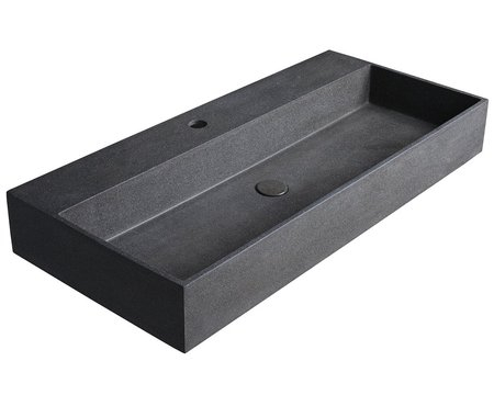Sapho Quadrado betonnen wastafel 96x44cm zwart graniet