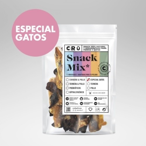 Mix de petiscos CRU com sabores variados para gatos.