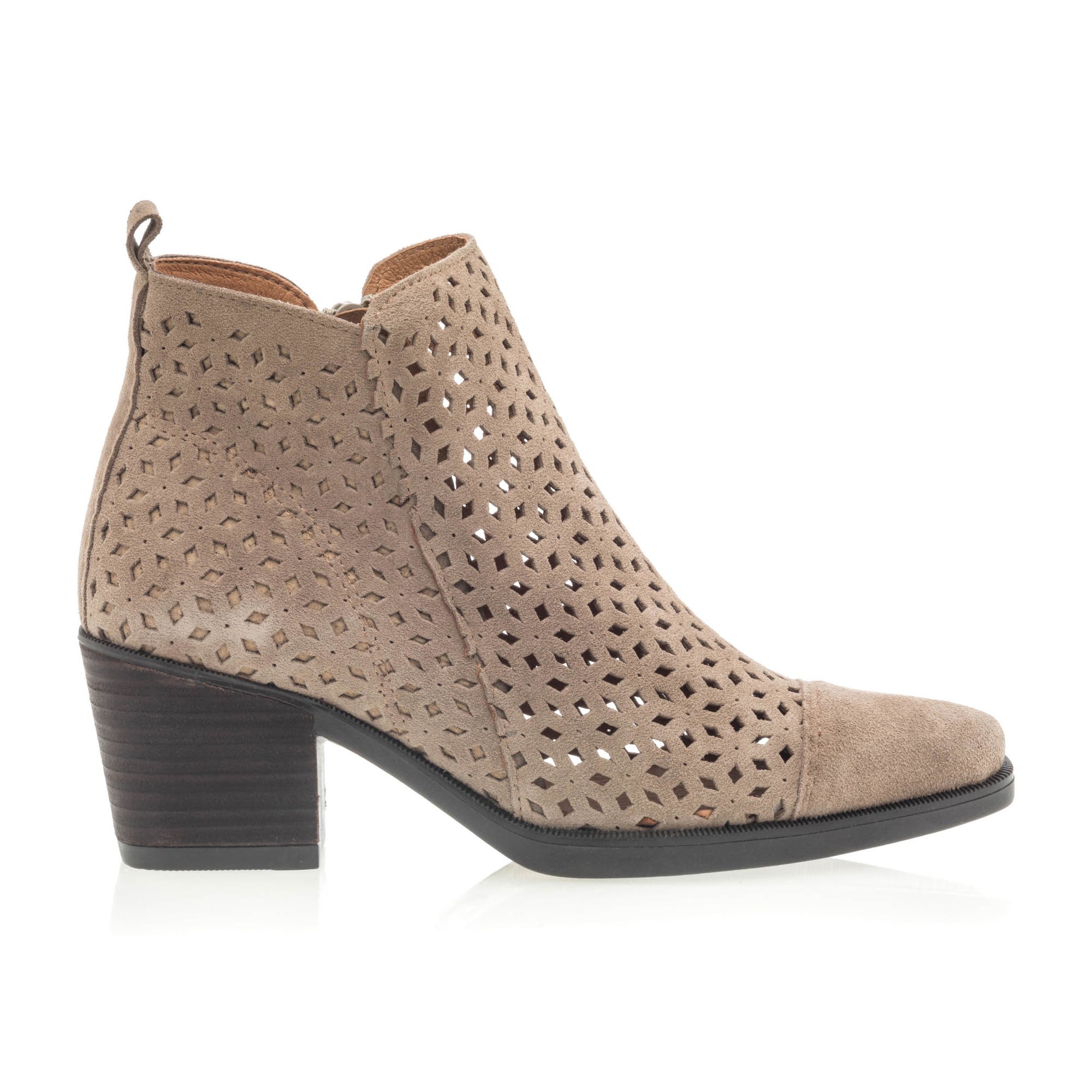 Bottines à talon Femme en cuir beige