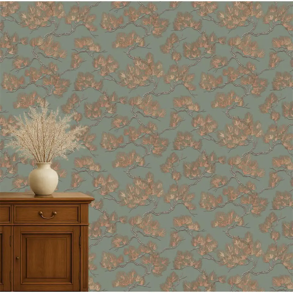 Dutch Wallcoverings Vliesbehang Wall Fabric pine tree - groen - 10,05m x 53cm