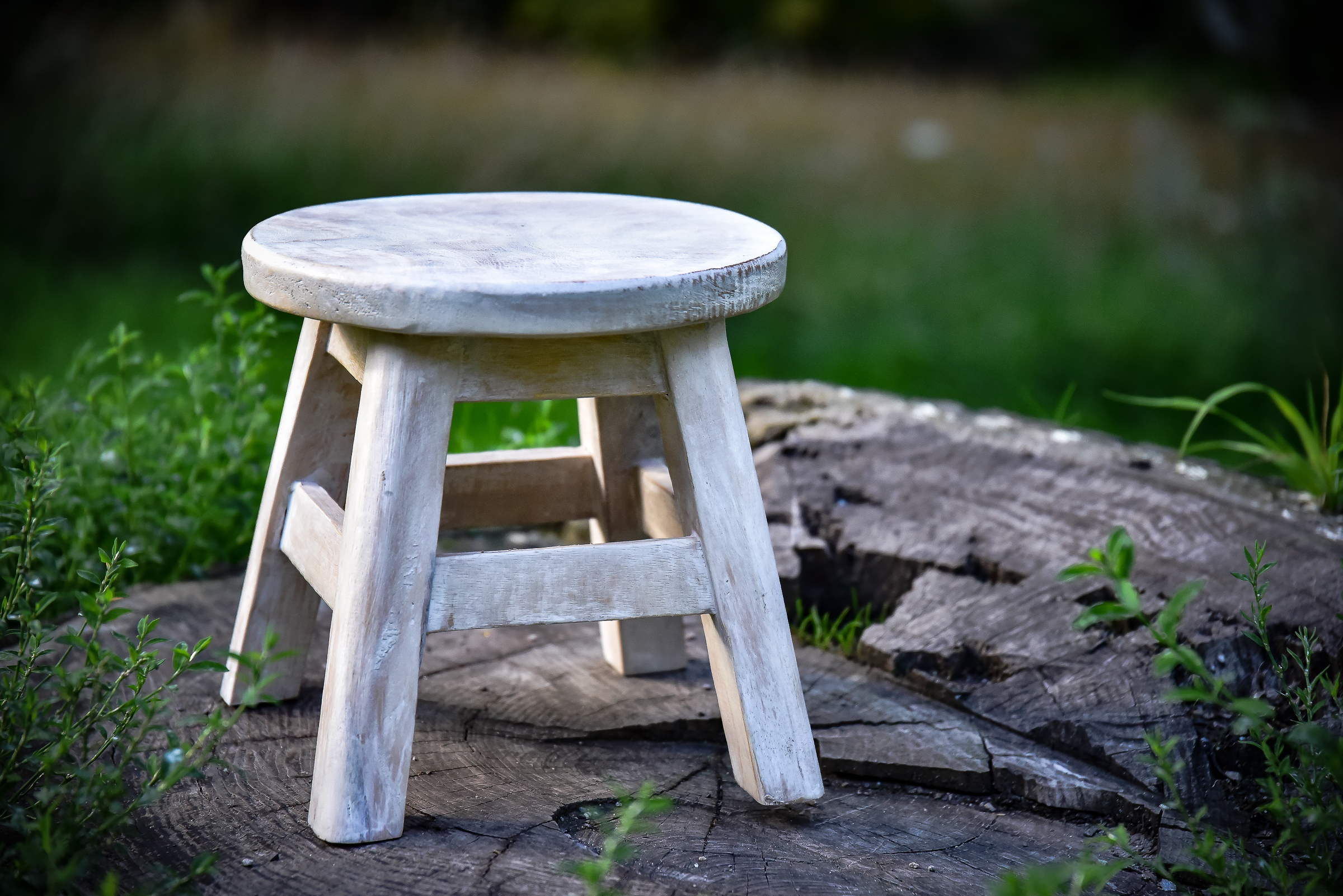 Hocker natur-weiß, Ø 25 cm, H 25 cm von fischer's lagerhaus