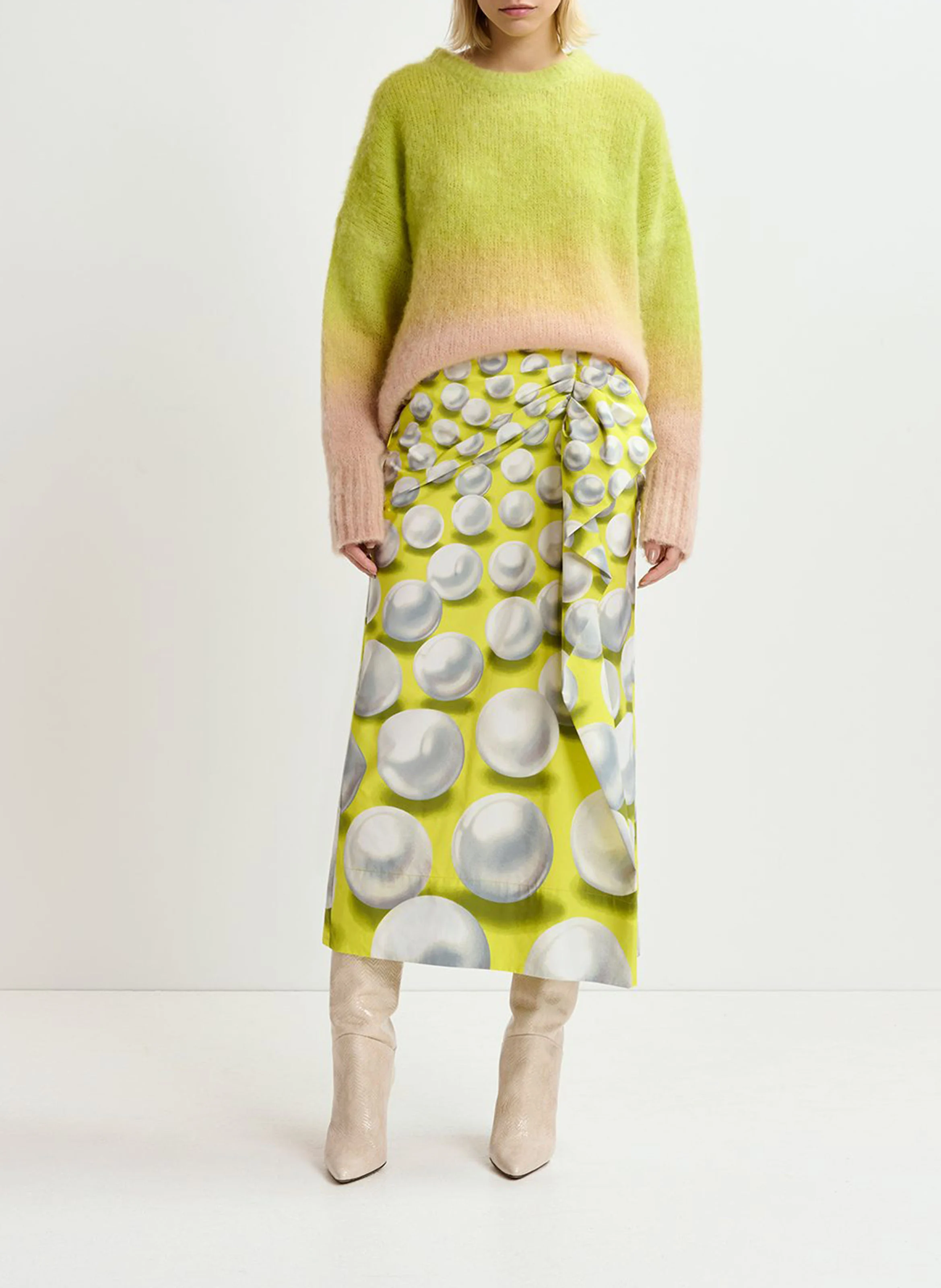 GIFY - Pull col rond en laine mélangée | Vert