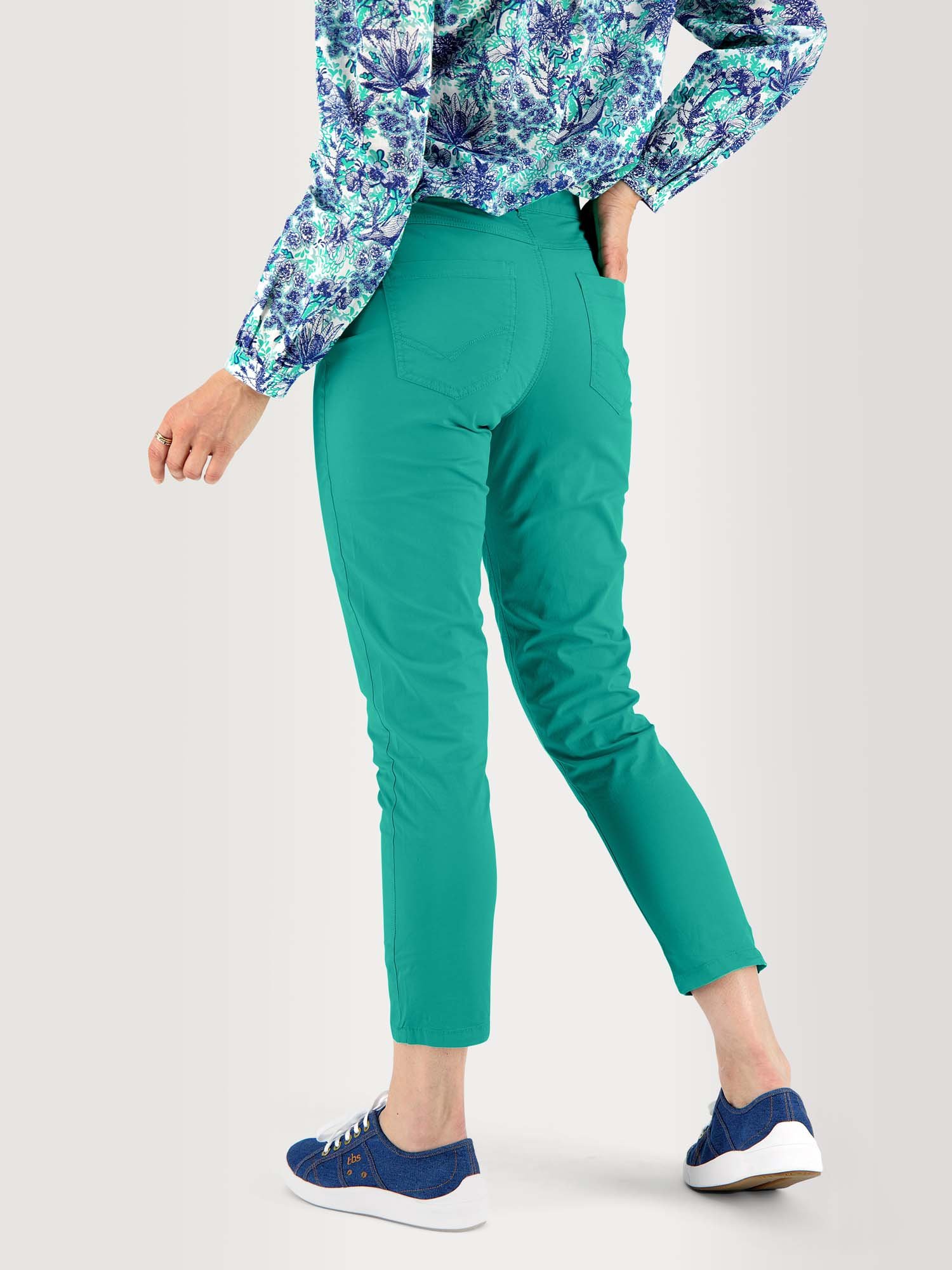 Pantalon Femme 7\/8 Coton Stretch Vert