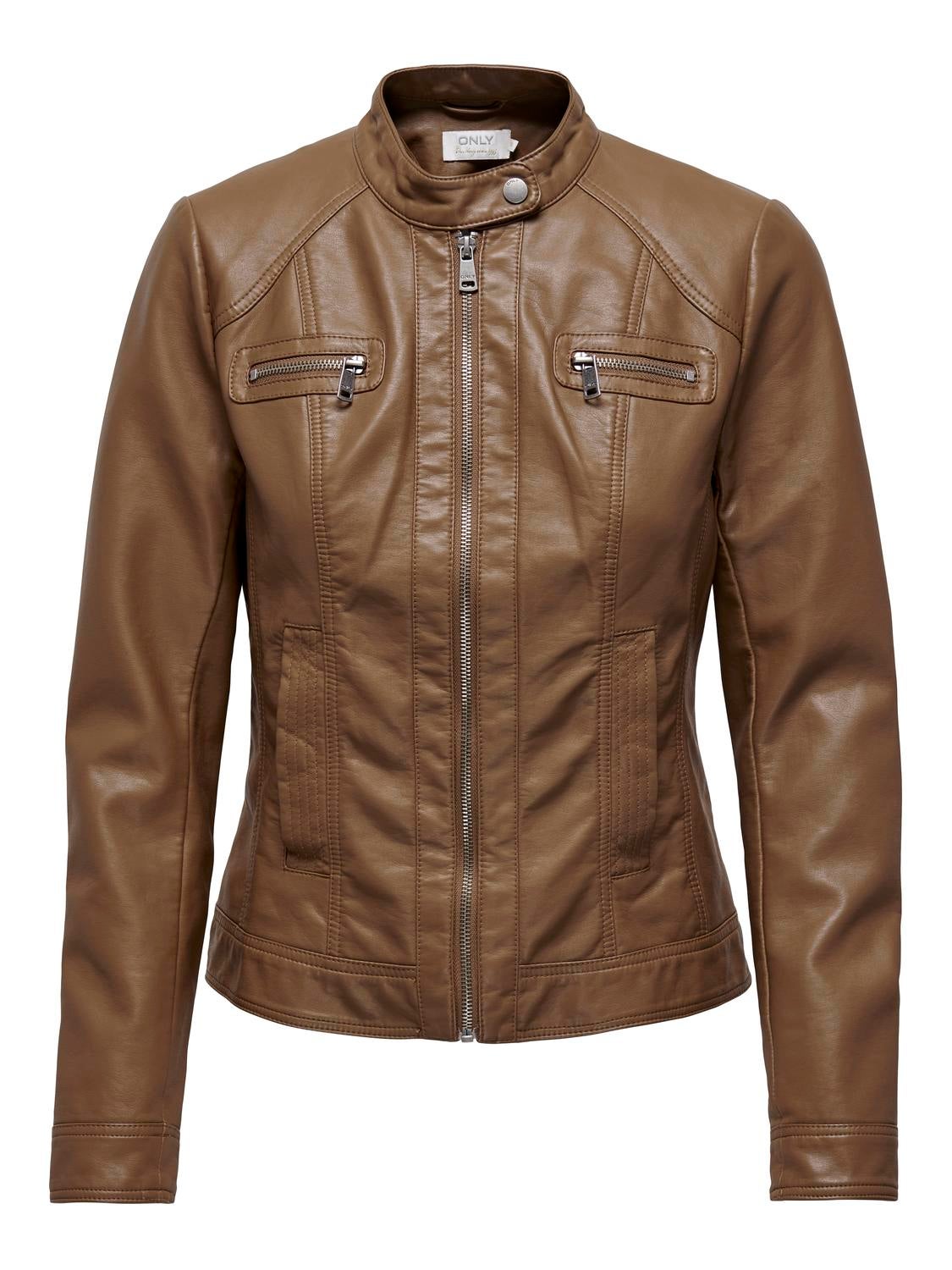 ONLBANDIT Kunstlederjacke Cognac