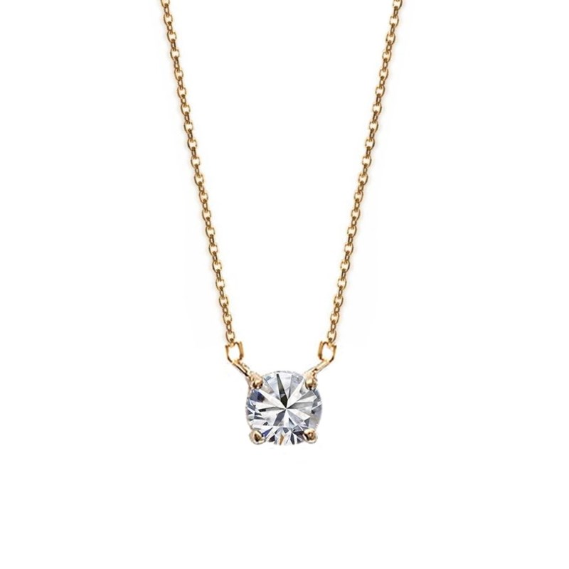 Collier solitaire oxyde de zirconium Plaqué OR 750 3 microns