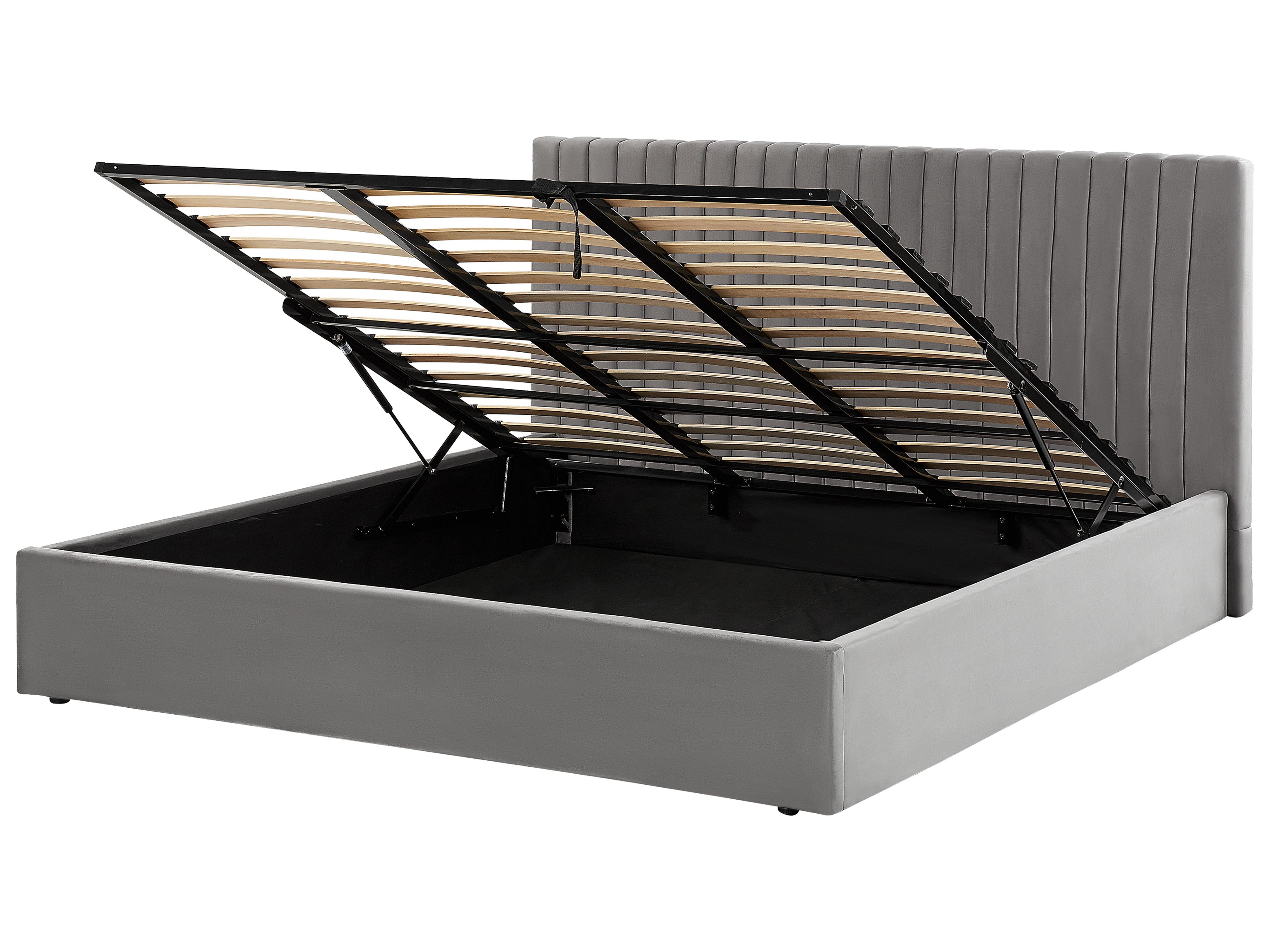 Bed met opbergruimte Fluweel VION 180 x 200 cm Grijs