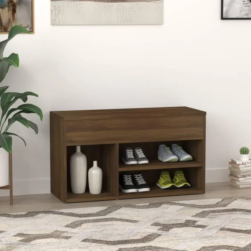 vidaXL - Schoenenbank - Bruin - Bewerkt hout - 80 x 30 x 45 cm