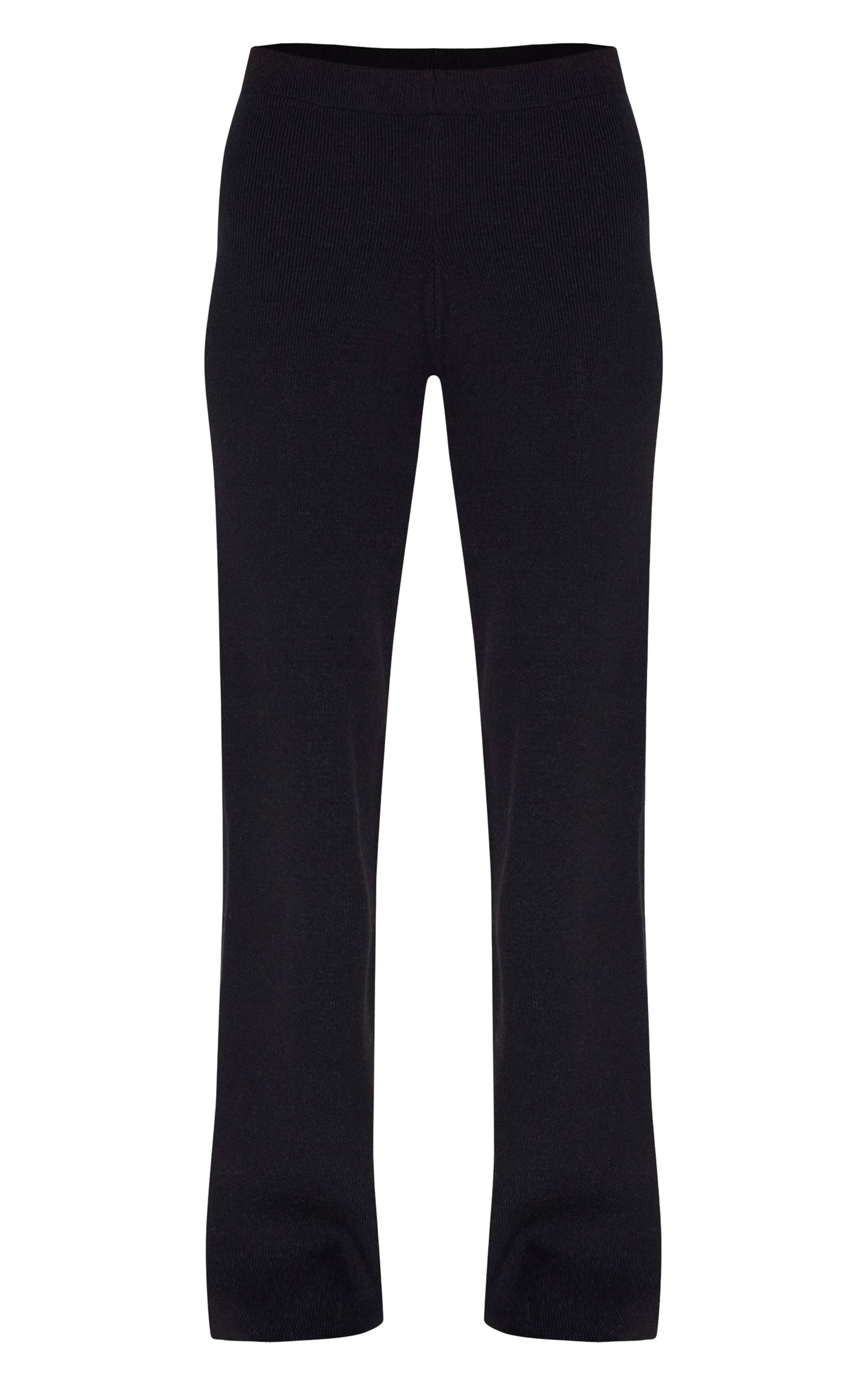 Noir Pantalon En Maille Compacte