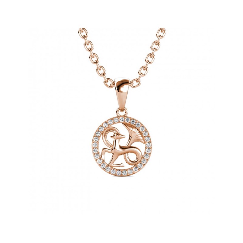 Pendentif Zodiaque Capricorne - Or Rosé et Cristal