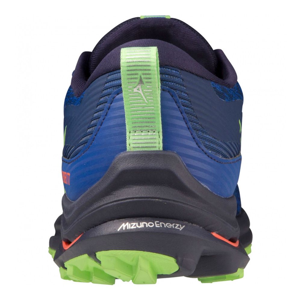 Mizuno WAVE RIDER TT - Chaussures trail Homme bluedepths/technogreen/n.flame