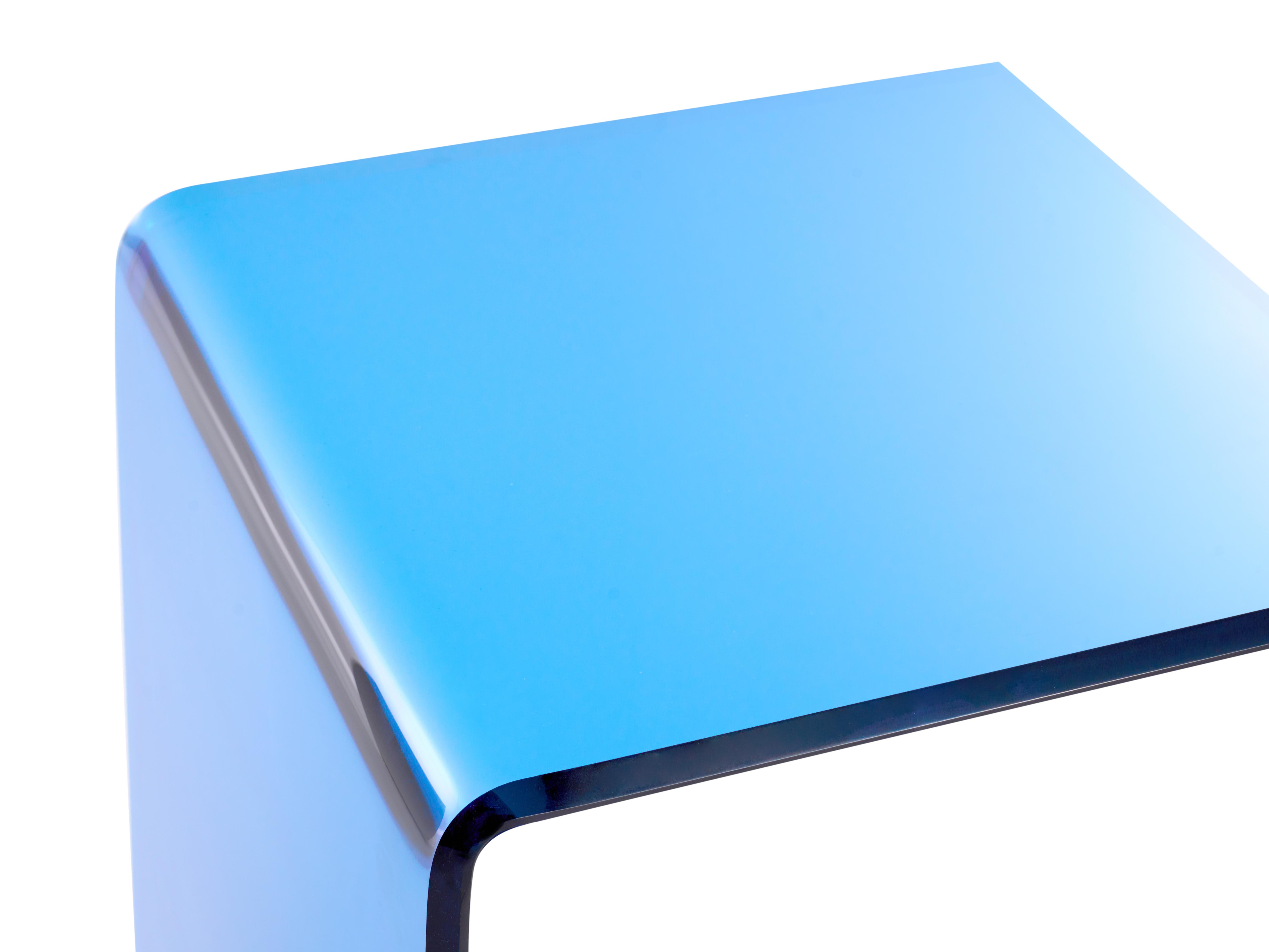 Bijzettafel LOURDES Veiligheidsglas Blauw