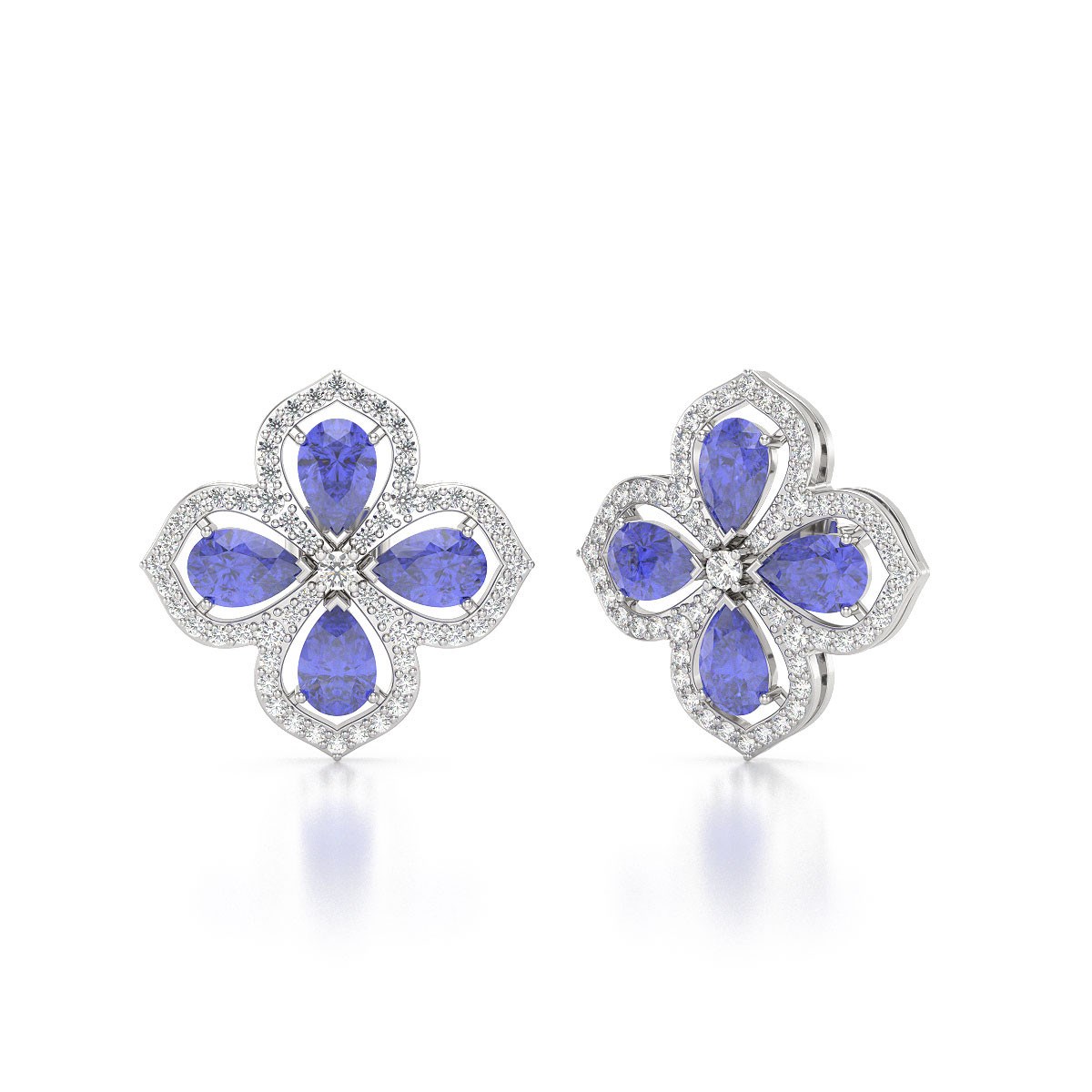 Boucles d'oreilles ADEN Tanzanite et Diamants sur Argent 925 3.55grs