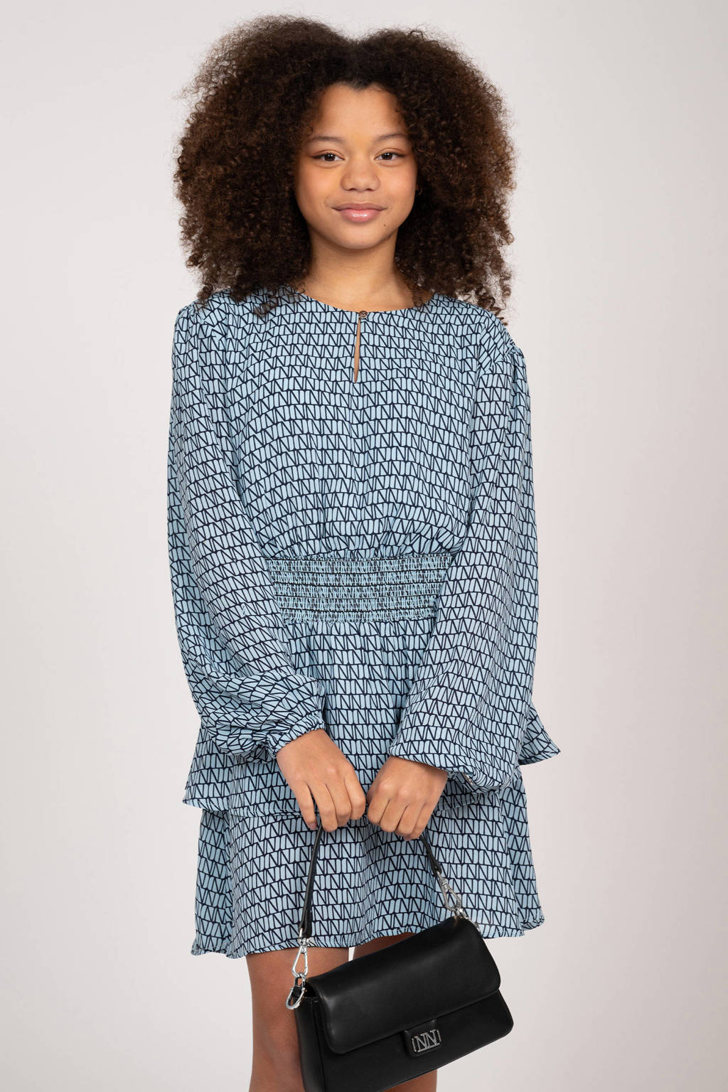 NIK&NIK jurk Leighton met all over print lichtblauw
