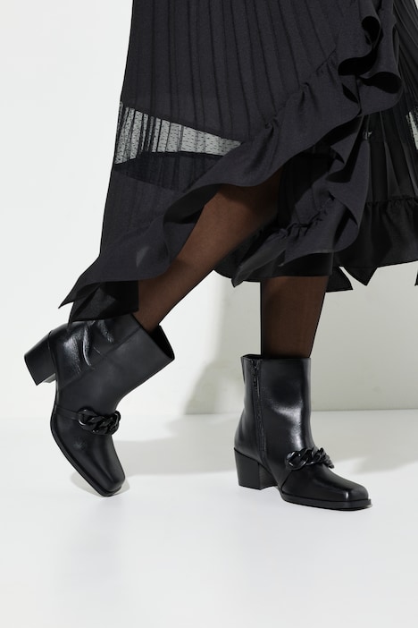 Leder-Stiefeletten, Kette, Wechselfußbett, Weite H