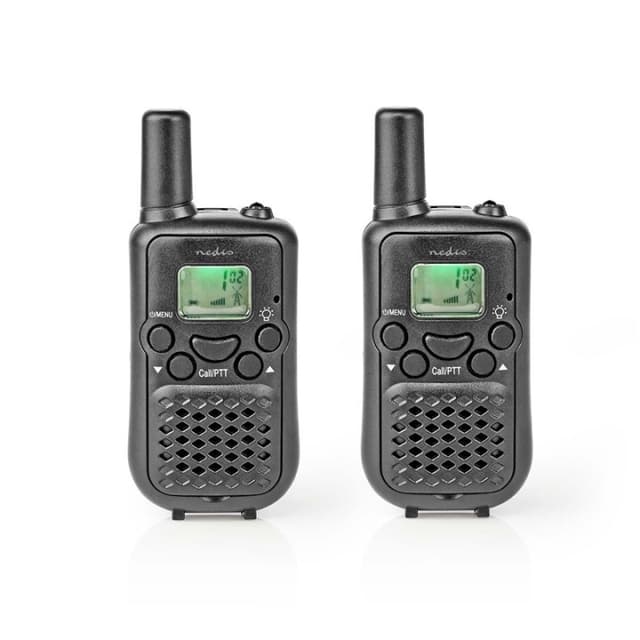 Nedis Walkie-talkie Set | 2 Håndsæt | Op til 5 km | Frekvens kanaler: 8 | PTT / VOX | Op til 2.5 Time | Sort