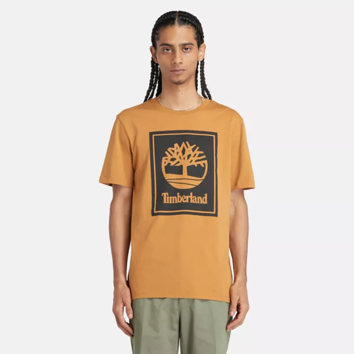 T-shirt à logo bloc pour homme en jaune foncé