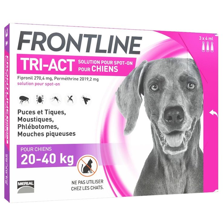 Tri-act Spot-on Chien de 20-40kg 3 Pipettes de 4ml Frontline