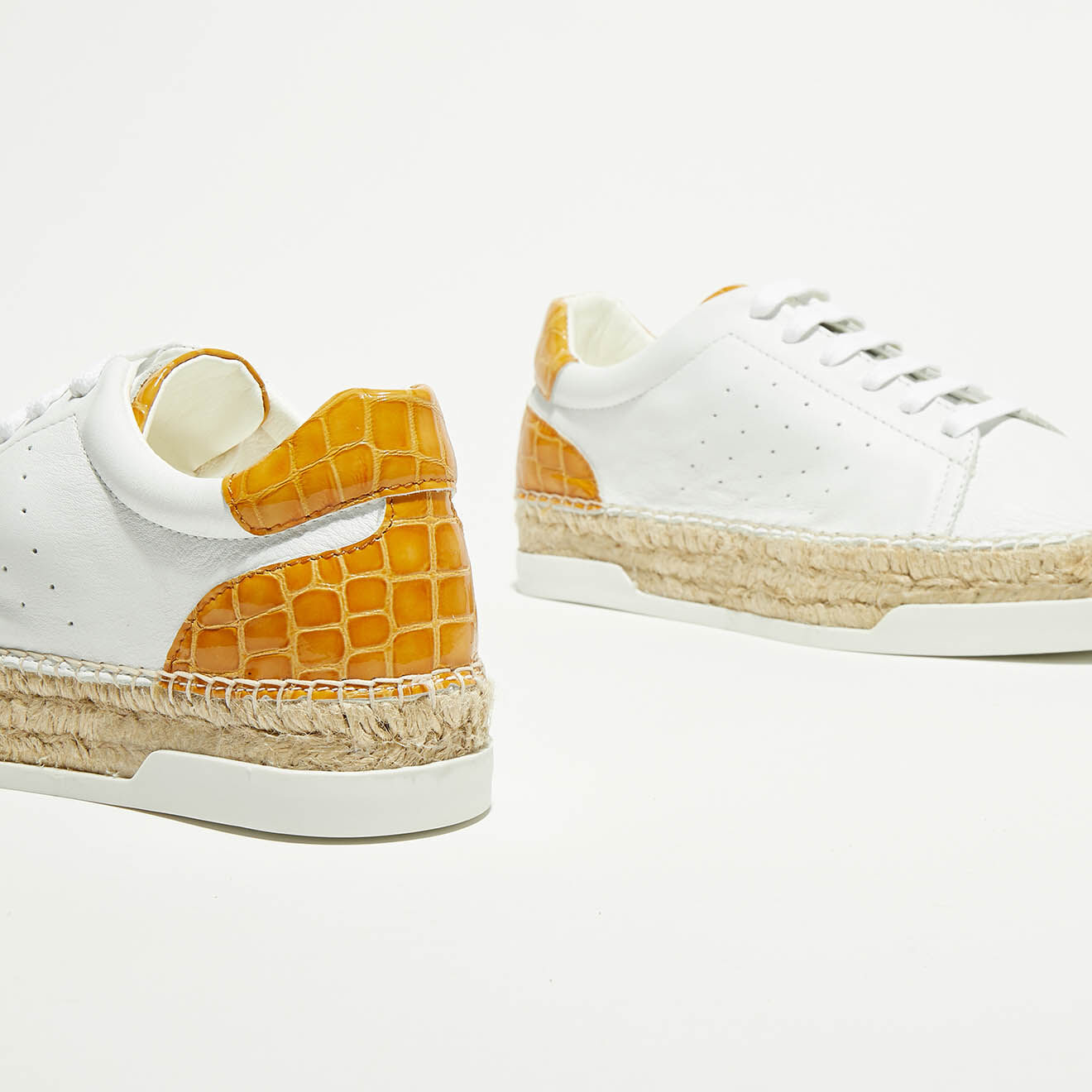 Canal Saint Martin Baskets espadrilles en Cuir Lancry blanc/jaune