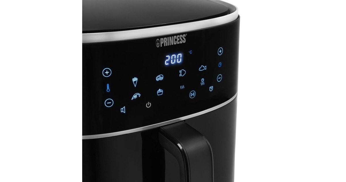Princess182254 Digitale Airfryer 8L heteluchtfriteuse  (Zwart, 8 liter | hetelucht | verstelbaar Airfryerrek | BPA-vrij)