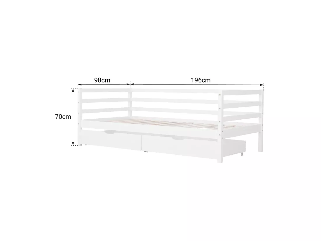 Lit banquette pour enfant 190x90cm avec tiroirs JULES - HAPPY GARDEN