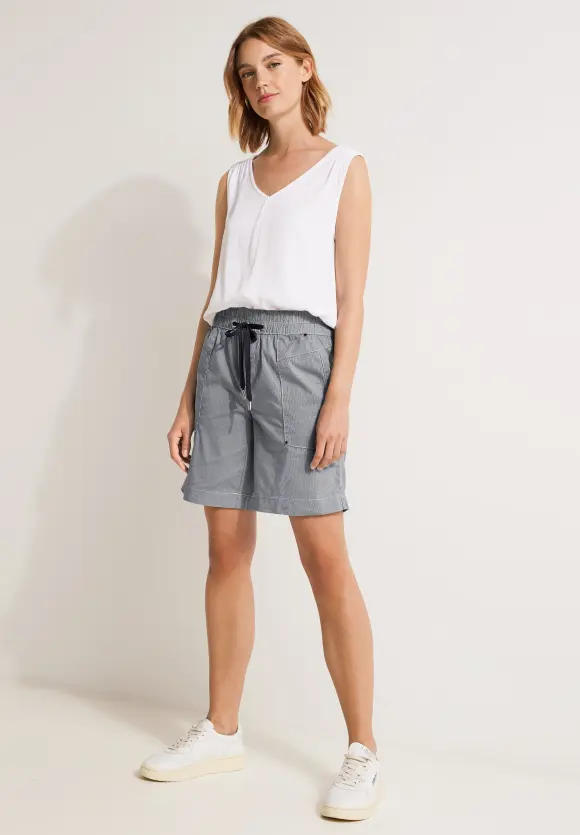 Gestreifte Loose Fit Bermuda - deep blue