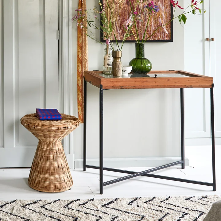 HKliving - Rattan Beistelltisch, high, Ø 48 cm, natural