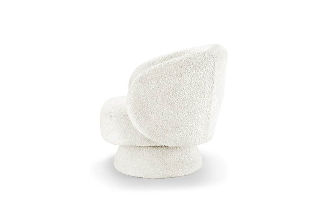 Drehbarer Design Sessel BOSSA NOVA weiß Bouclé