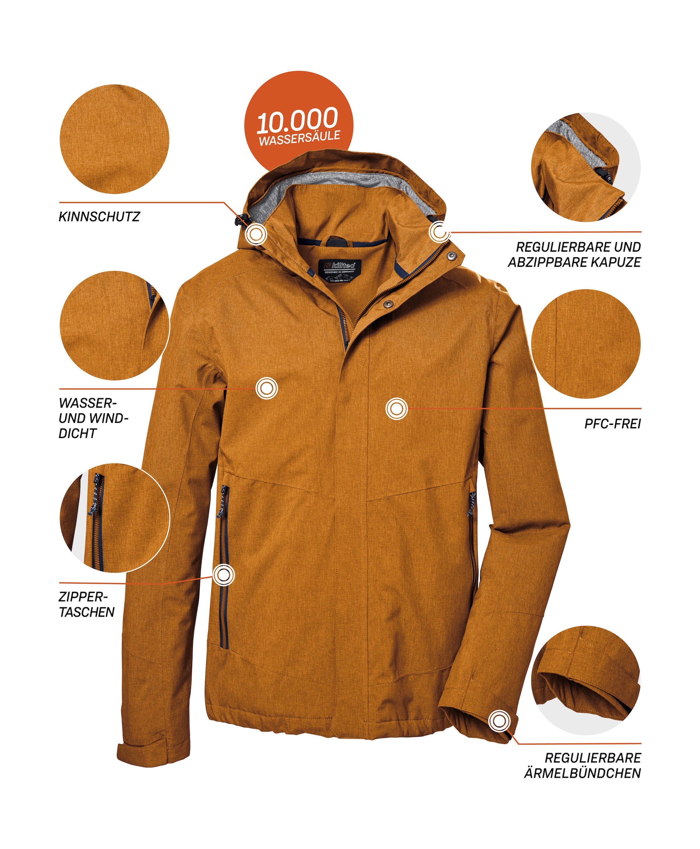 Killtec Outdoorjacke »KOS 53 MN JCKT« Funktionsjacke: Wind- und wasserdicht, atmungsaktiv, Kapuze abnehmbar