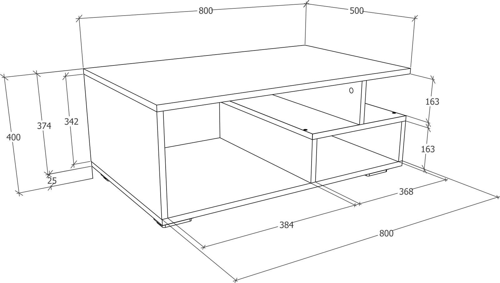 Couchtisch SULAS - weiß - 4 Fächer - 80 cm
