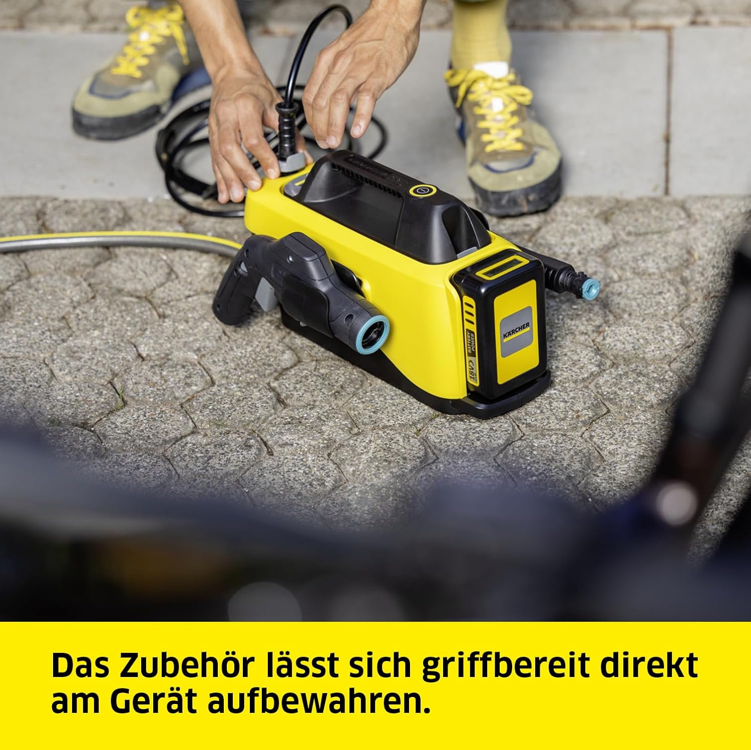 Kärcher Mobile Outdoor Cleaner OC 6-18 (Mitteldruck 24 bar, Flexschlauch 4m, ohne Akku und ohne Schnellladegerät) Gelb