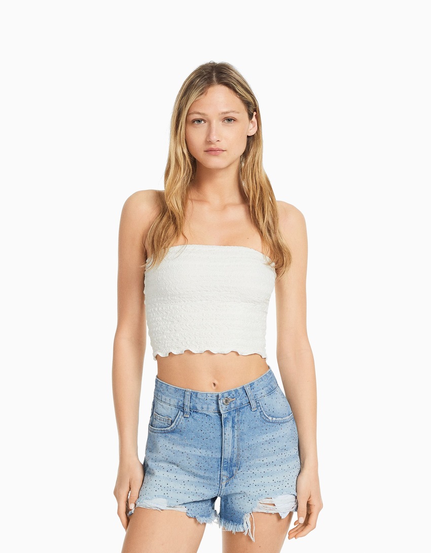 Calções jeans com strass