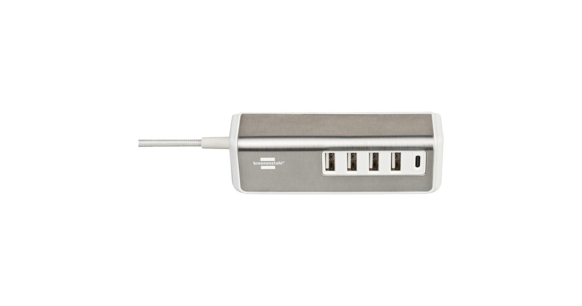 Brennenstuhlestilo meervoudige USB-lader  (Wit/roestvrij staal)