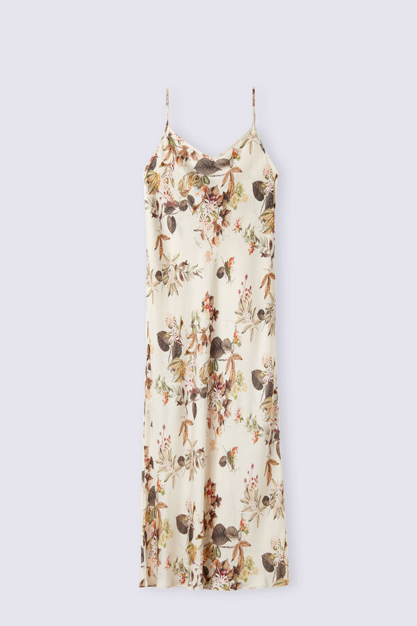 Anágua longa Autumn Botanics em viscose acetinada