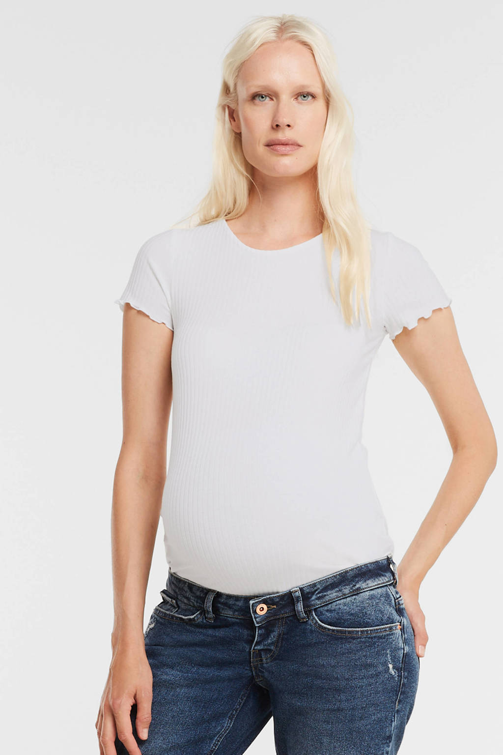 ONLY MATERNITY ribgebreide zwangerschapstop OLMEMMA wit