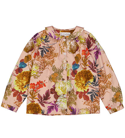 Christina Rohde Bluse - Mattrosa m. Blumen