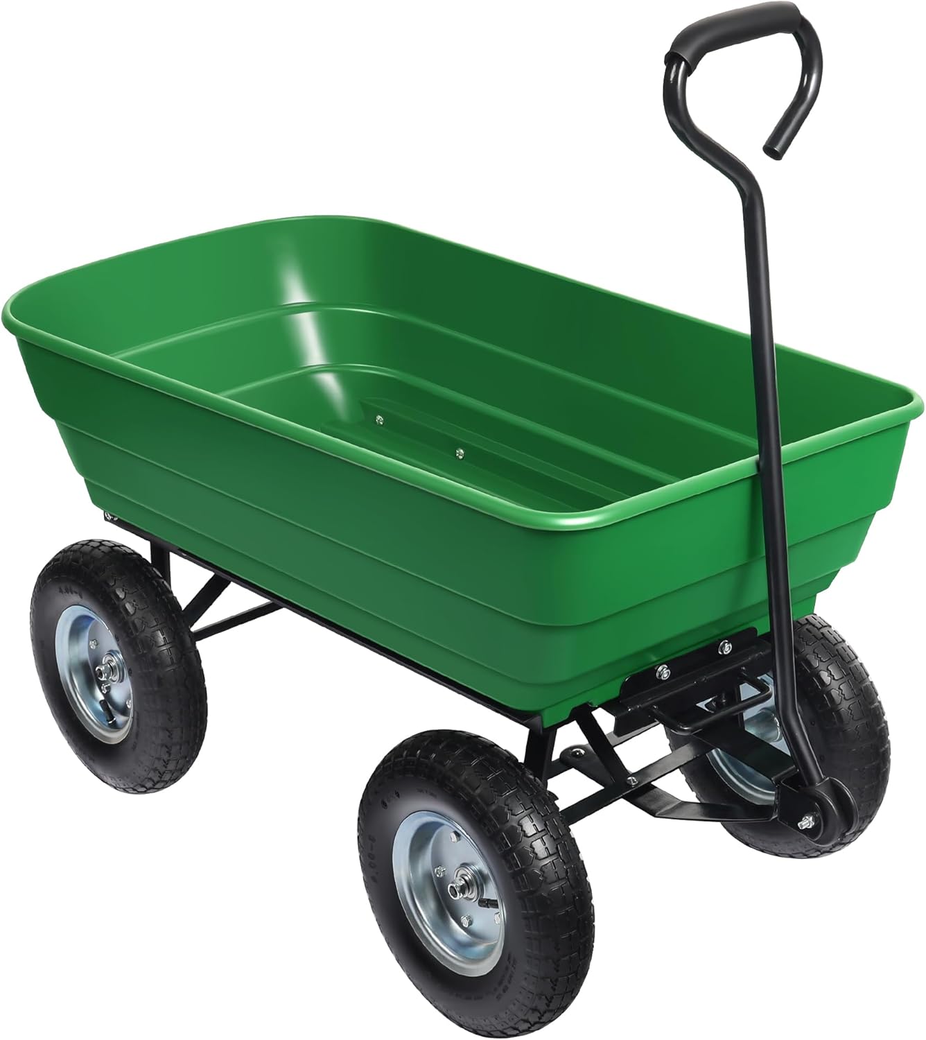 Wiltec Gartenwagen mit Kippfunktion bis 350 kg, Handwagen mit 125 l Volumen, Bollerwagen für Gartenarbeit, Handkarren für u. a. Rasen, Kies, Schlamm