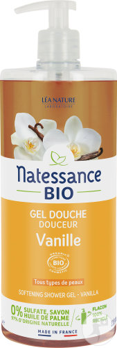 Natessance Bio Gel Douche Douceur Vanille Flacon Pompe 1l