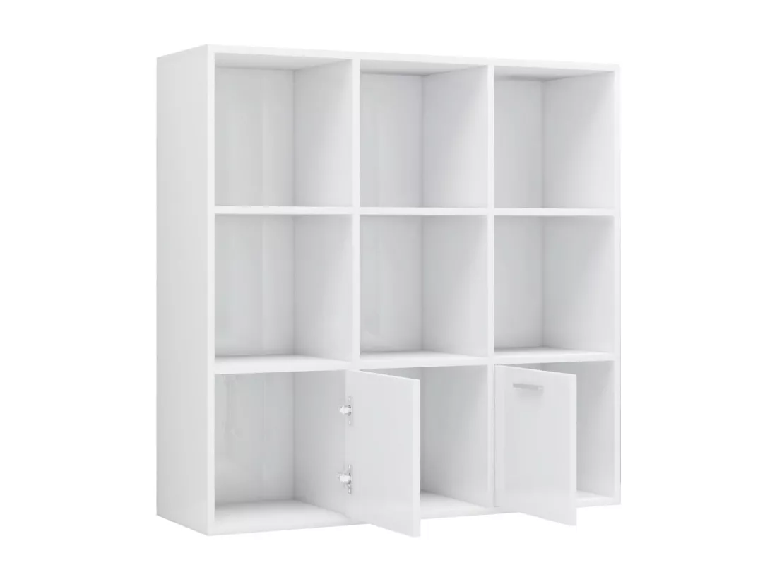 Bibliothèque Blanc brillant 98x30x98 cm Aggloméré
