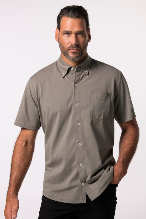 Jersey-Hemd, Halbarm, Buttondown-Kragen, Modern Fit, bis 8 XL